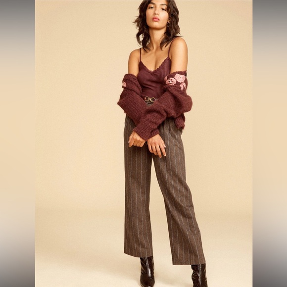 ROUJE JEJE Pants size 38 (size 6) Brown Pinstripe!! - Picture 2 of 10